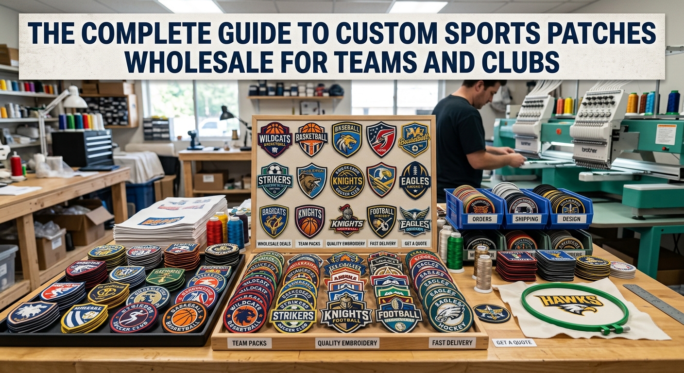 Custom sports patches wholesale for teams, clubs, and athletic uniforms.