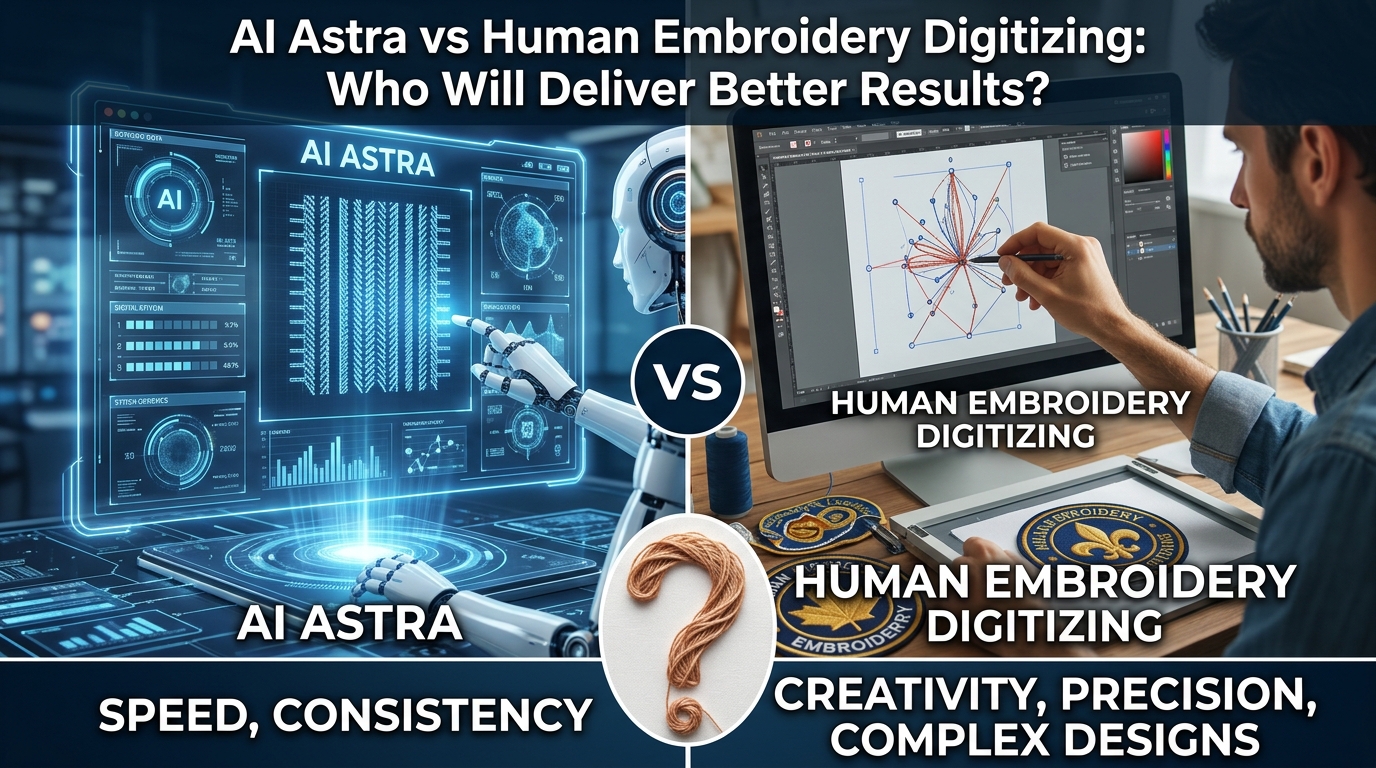 ALT: AI vs human embroidery digitizing results comparison